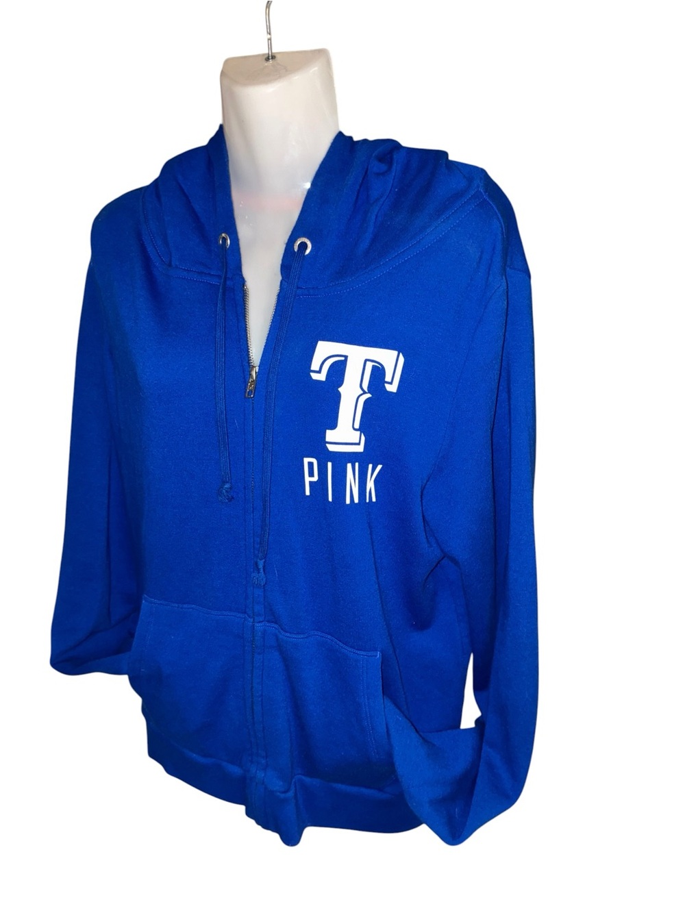 PINK Victoria's Secret Women's Royal Blue Zip-Up Hoodie - Picture 4 of 12